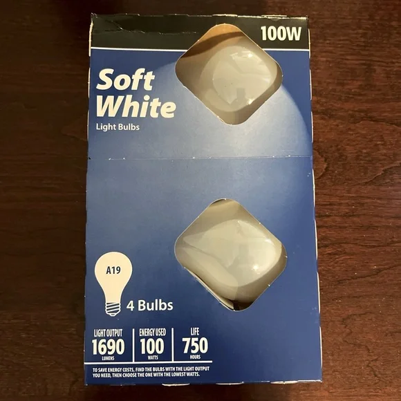 Light Bulbs Soft White 100 Watt Light Bulbs - 1 Pack of 4 Bulbs incandescent - Picture 1 of 7